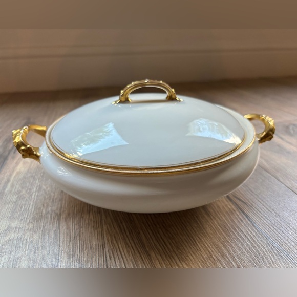 GDA Limoges France Other - GDA France Limoges French White Gold Covered Serving Dish Bowl Tureen Antique